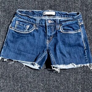 Levi's 524 Too Superlow Denim Shorts Frayed Hem‎ Dark Wash Women's Size 6